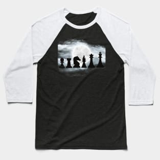 Chess pieces in moon and clouds. Baseball T-Shirt